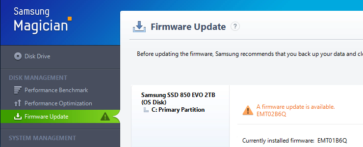 samsung ssd 850 evo firmware update